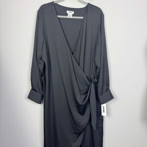 DKNY | NEW Black Midi Length Wrap Dress with Buckle Women’s Plus Size 18W
